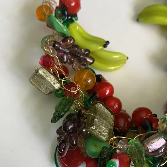 Sold 💐Fruity Murano glass statement Necklace - Picture 7 of 12